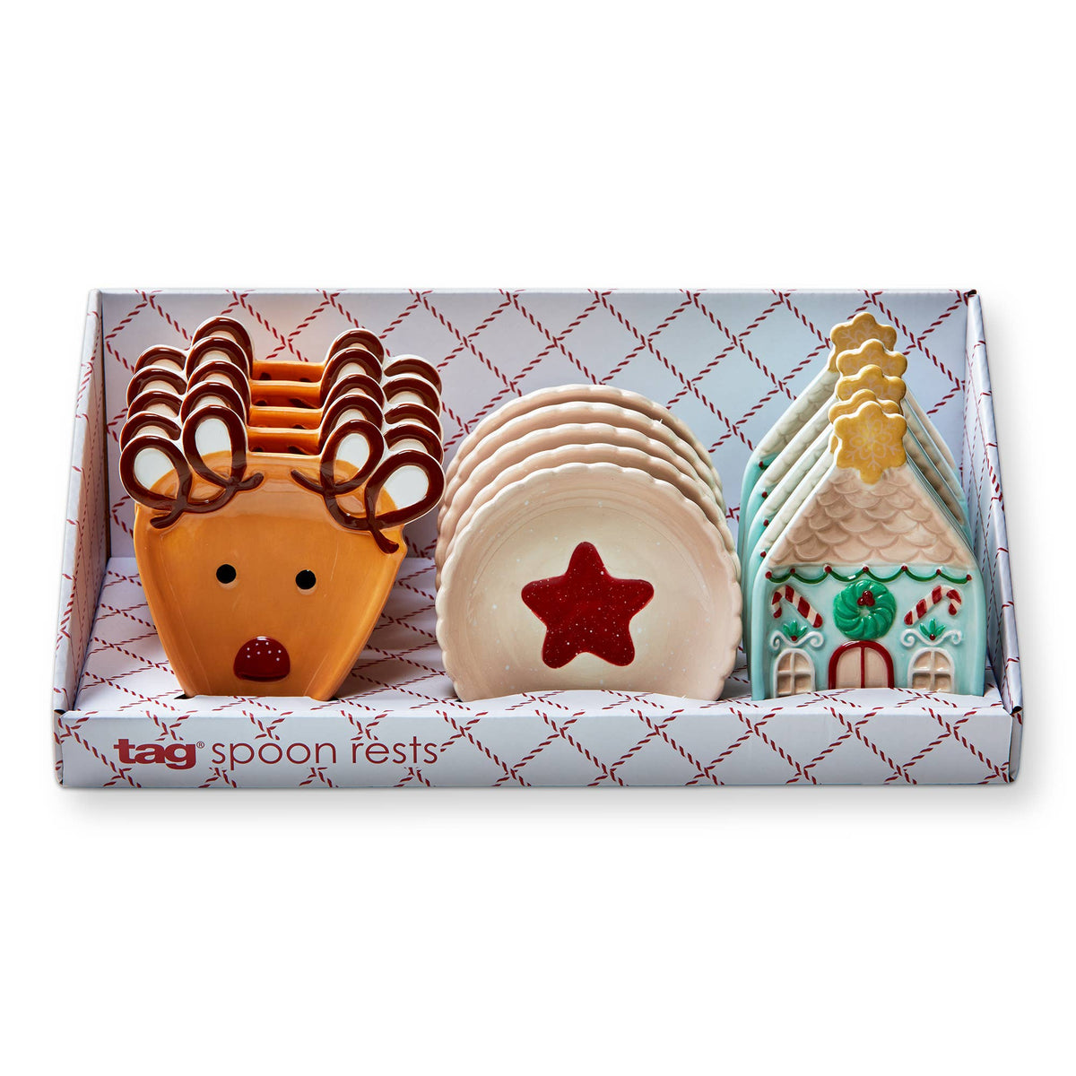 Christmas Spoon Rest Assortment of 15 - Multi Earthenware