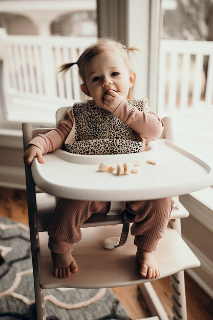 Leopard Print Silicone Bib with Crumb Catcher