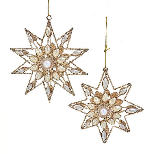 Platinum Snowflake With Pearls Ornament