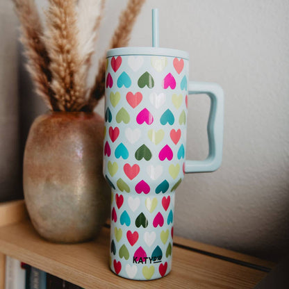 Multicolored Hearts Mint Valentine's Tumbler Cup
