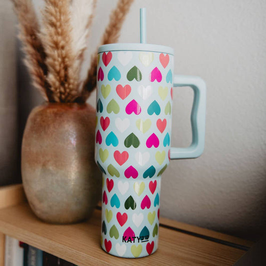Multicolored Hearts Mint Valentine's Tumbler Cup