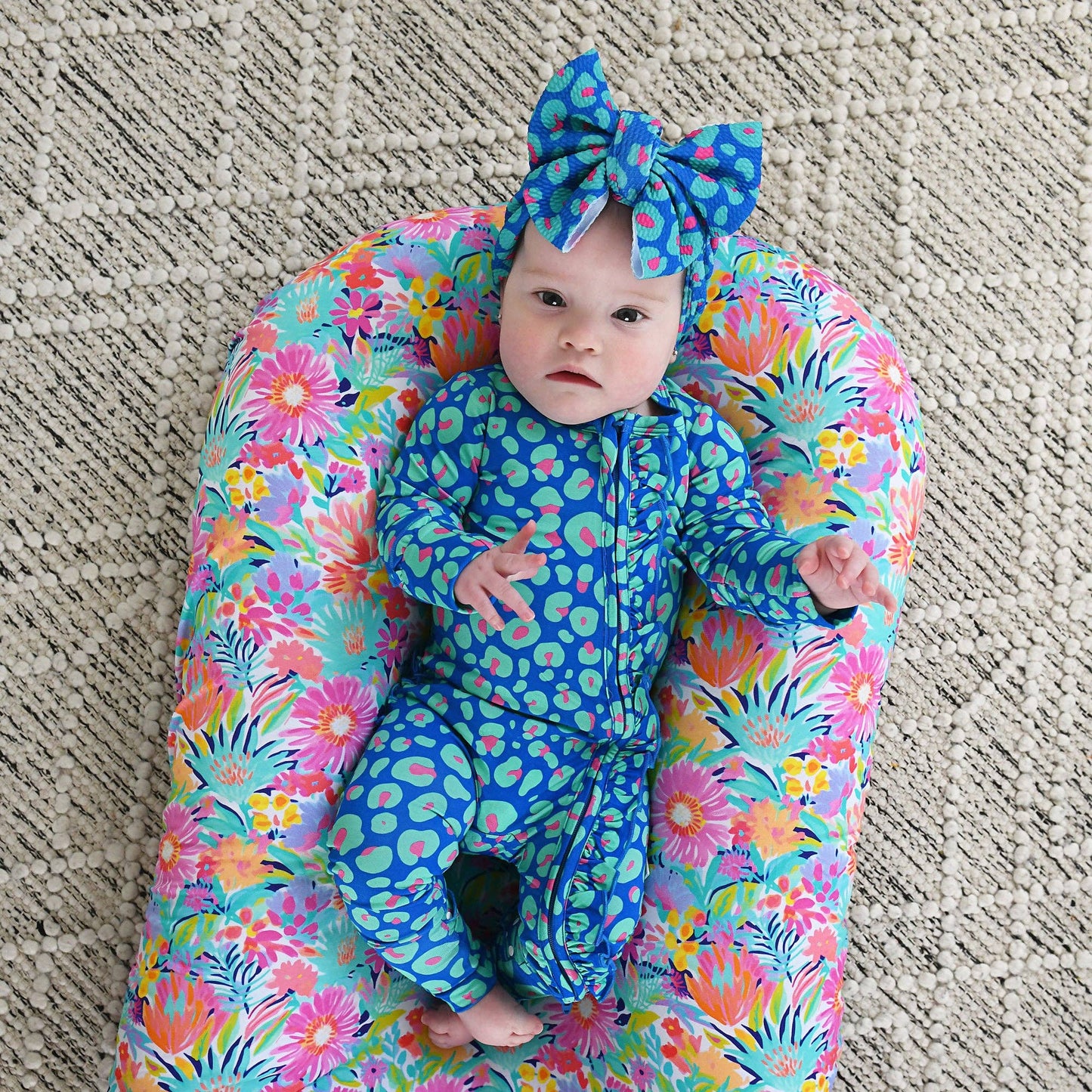 Miley Leopard Ruffle Zip Bamboo Baby Sleepies Little