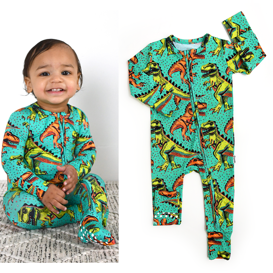 Drew Dino ZIP Bamboo Sleepies Little Baby Two Way Zip