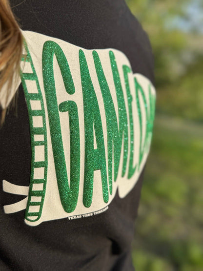 Pennant Game Day in White Ink with Glitter Puff Tee