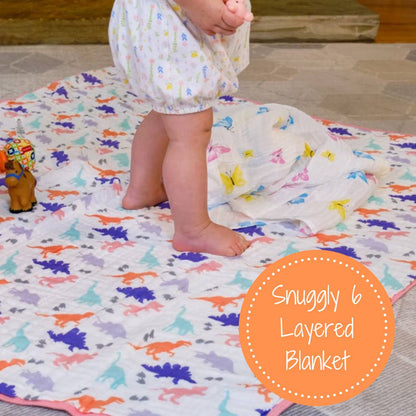 Rawr-Some Girly Baby Toddler Muslin Blanket