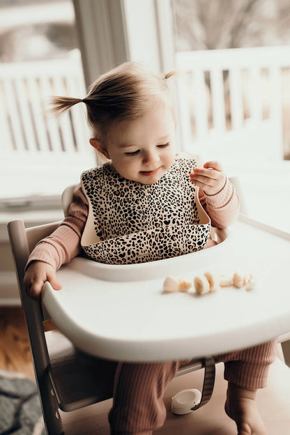 Leopard Print Silicone Bib with Crumb Catcher