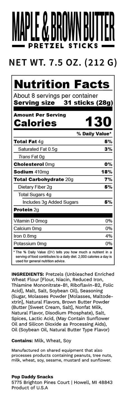 Pop Daddy – Maple & Brown Butter Seasoned Pretzels 7.5oz
