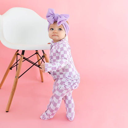 Myla Purple Checks RUFFLE ZIP Bamboo Sleepies Little Outfit