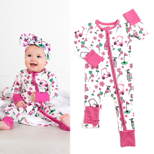 Lexi Pink Golf Zip Pink Kids Bamboo Sleepies Little