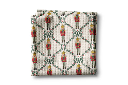 Nutcracker Red Bow Holiday Christmas Kitchen Towel Waffle