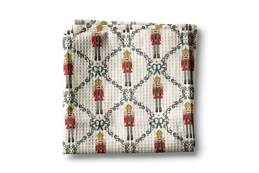 Nutcracker Red Bow Holiday Christmas Kitchen Towel Waffle