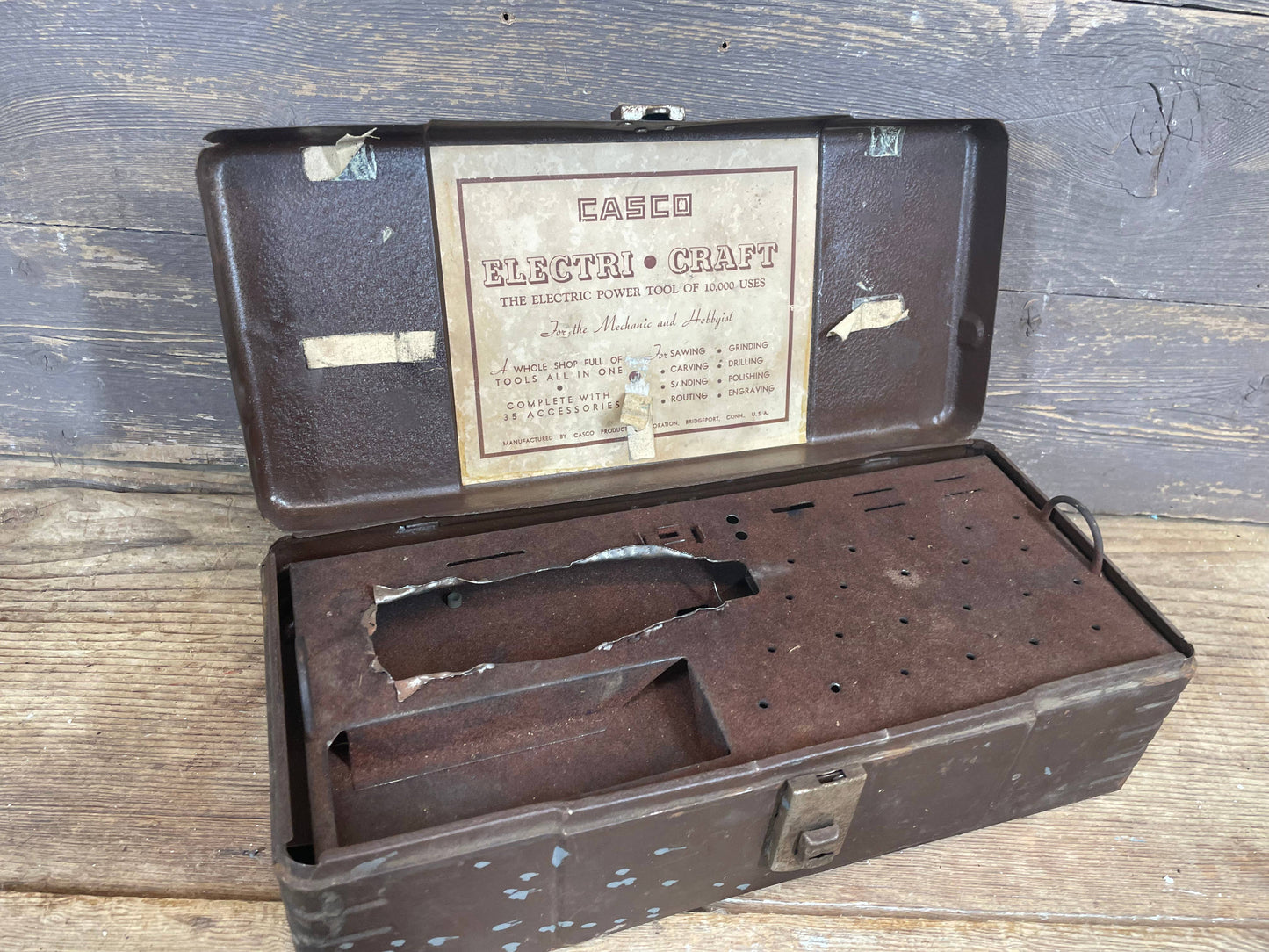 Vintage Metal Tool box-#10-Storage-6x13x4H inches-Rustic