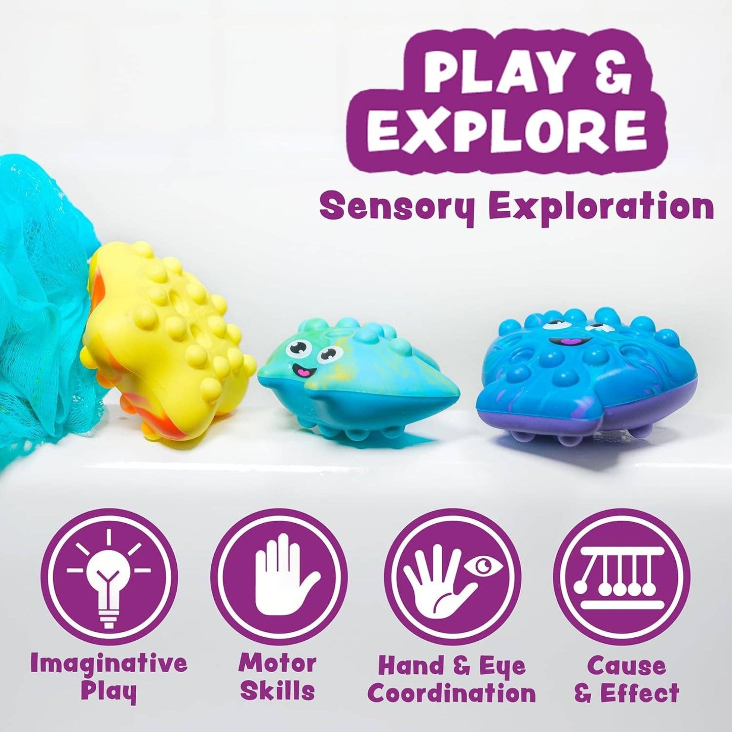 Tub Works® Tub Poppers™ Popping Kids & Toddler Bath Toys, 3 Pack