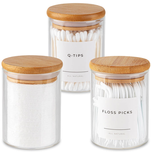 Vase and Vessel Mini Glass Apothecary Jars with Bamboo Lids