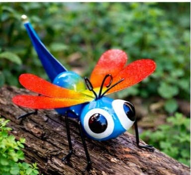34-181- Metal & Blown Glass DragonFly