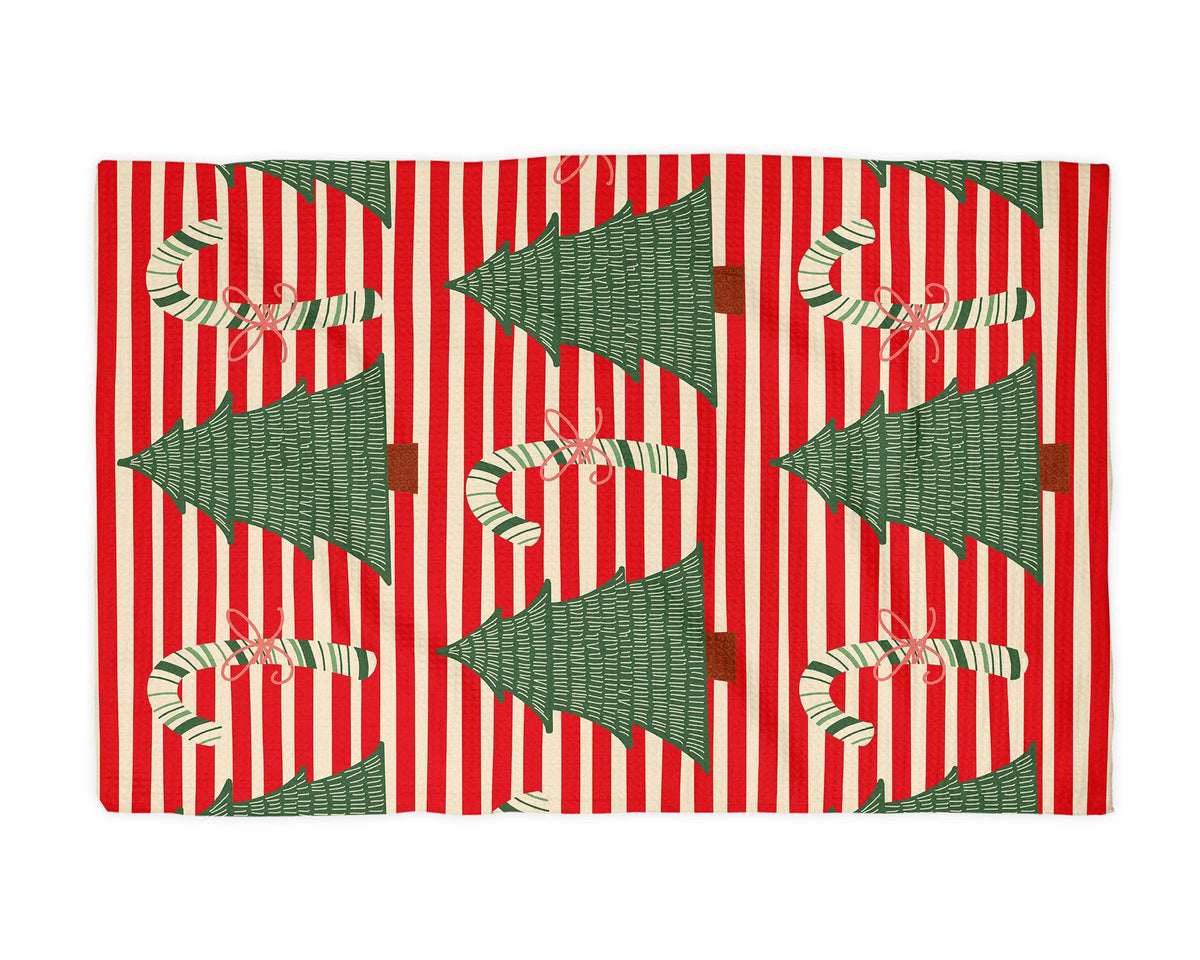 Christmas Retro Kitchen Tea Towel Waffle Holiday Baking