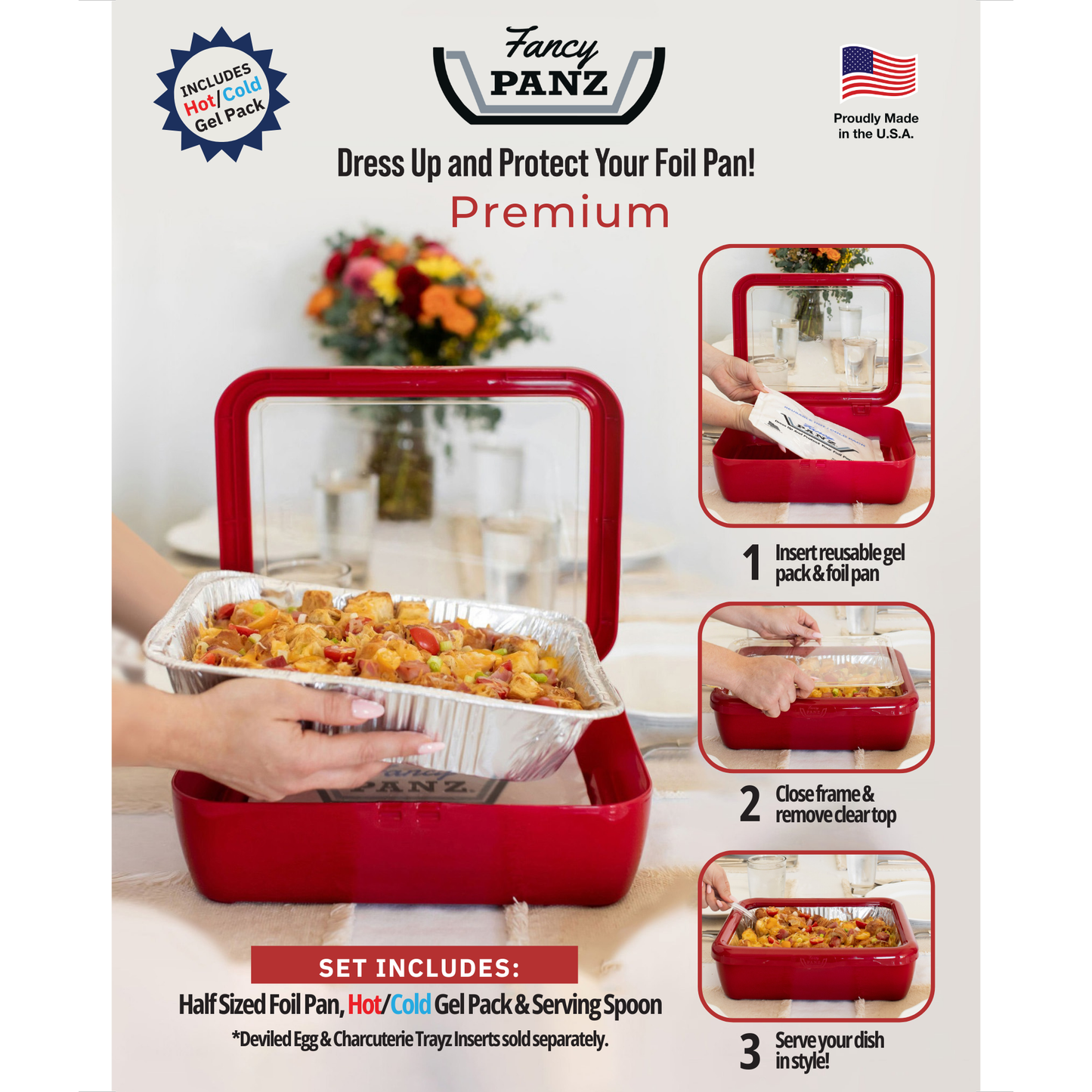 Premium Set - Pan Frame w/ Lid & Gel Pack - Charcoal