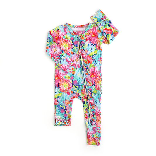 Bianca RUFFLE ZIP Bamboo Floral Sleepies Little