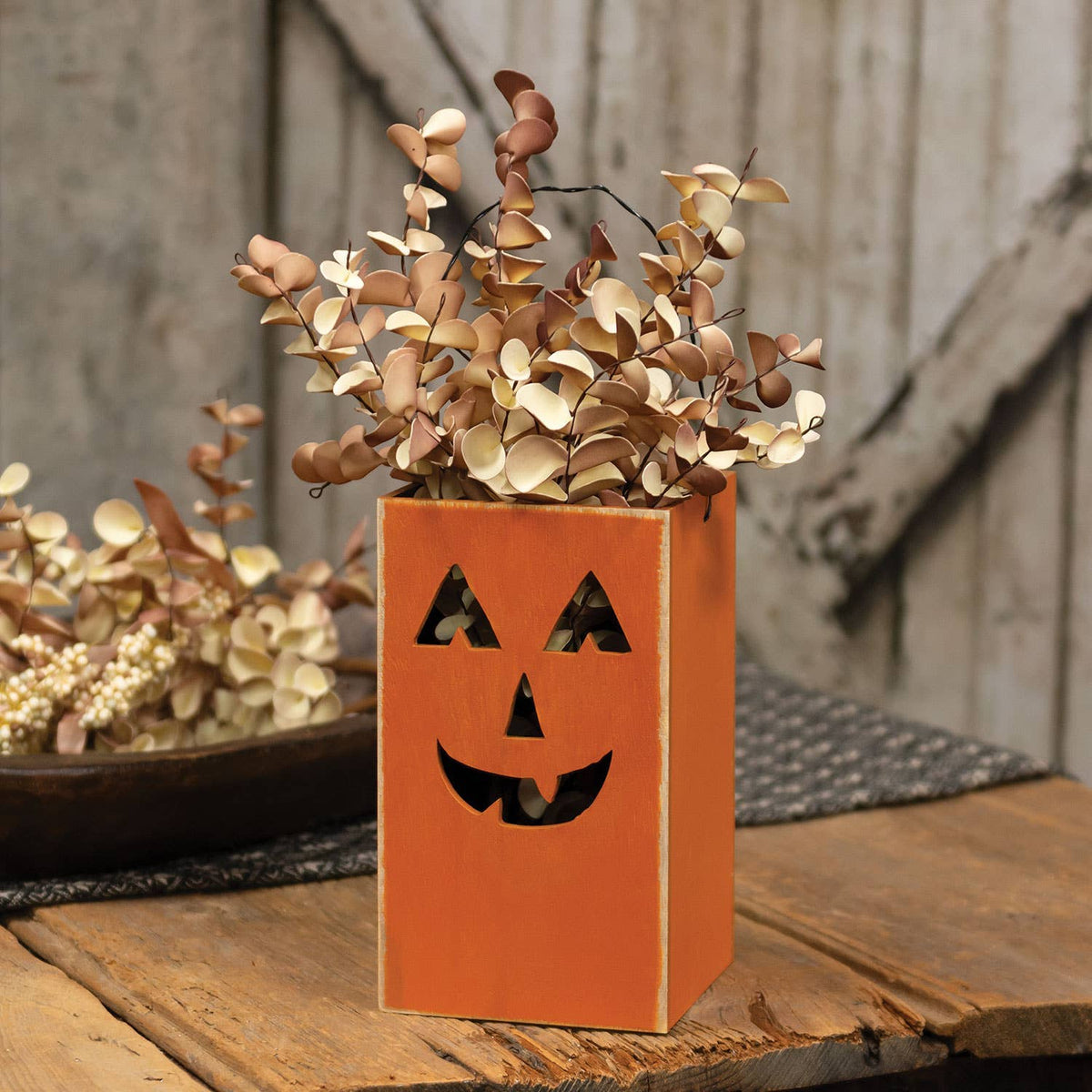 Distressed Wooden Jack O' Lantern Luminary