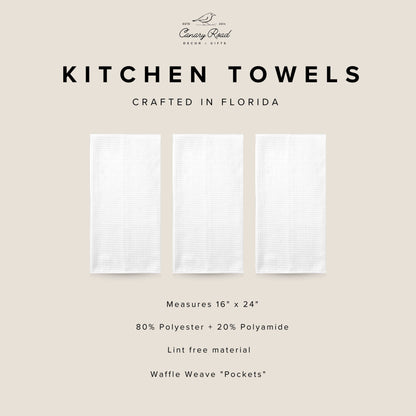 Christmas Red Truck Kitchen Tea Towel Waffle Holiday Farm