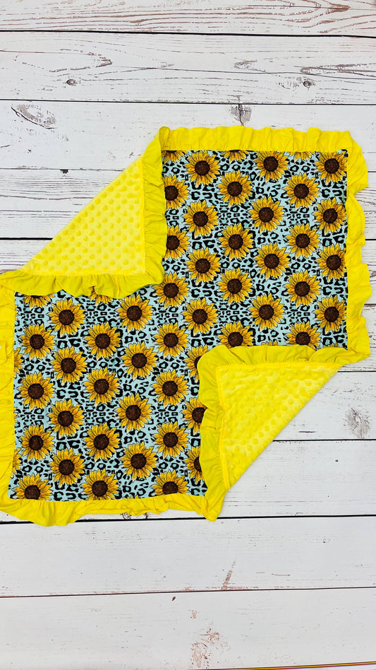 Baby Ruffle Sunflower Cheetah Blanket