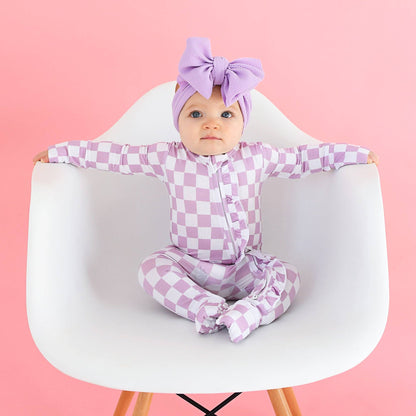 Myla Purple Checks RUFFLE ZIP Bamboo Sleepies Little Outfit
