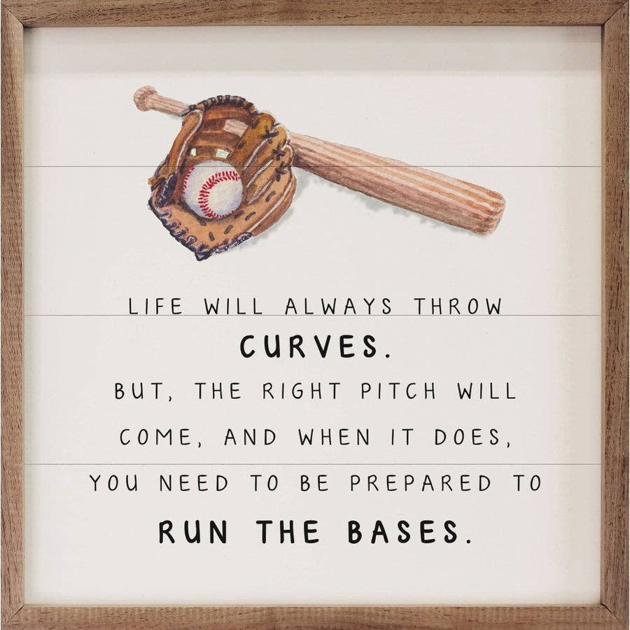 Life Will Always Throw Curves Baseball White
