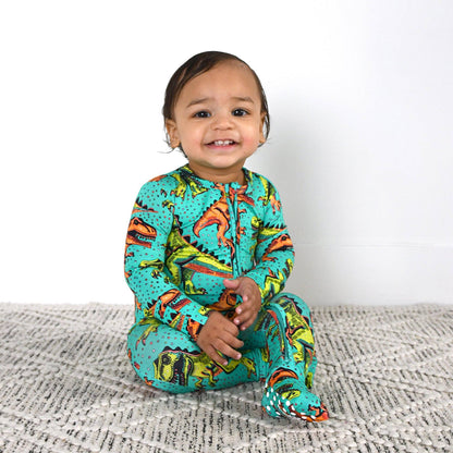 Drew Dino ZIP Bamboo Sleepies Little Baby Two Way Zip