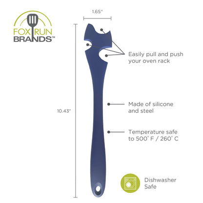 Fox Run Silicone Oven Rack Puller and Pusher, Navy, 10"