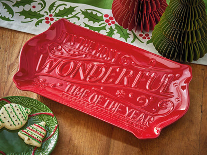 Christmas Platter Serveware Red Earthenware