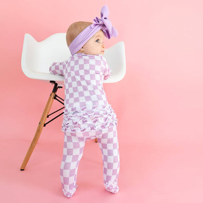 Myla Purple Checks RUFFLE ZIP Bamboo Sleepies Little Outfit