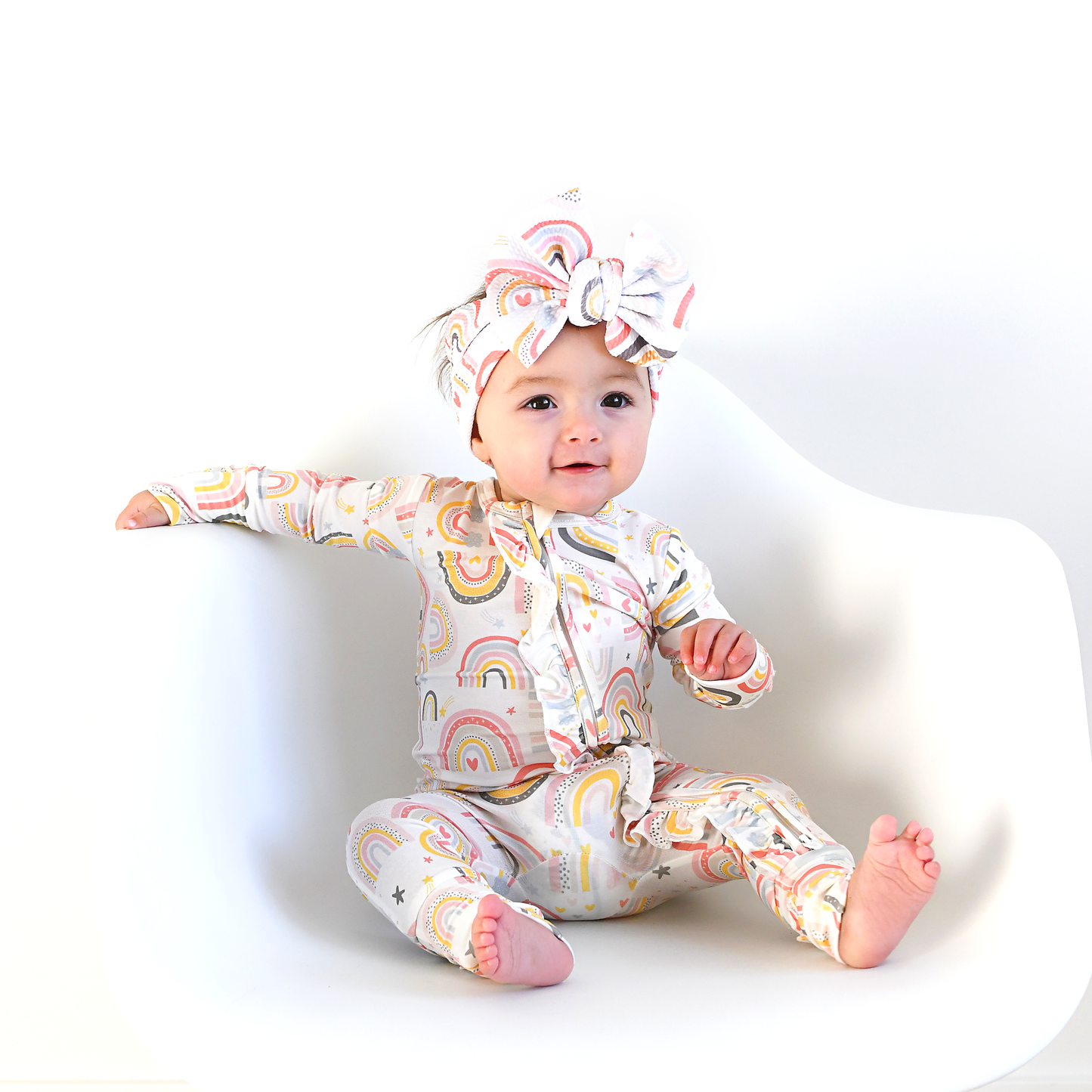 Millie Ruffle Zip Bamboo Rainbow Sleepies Little Toddler