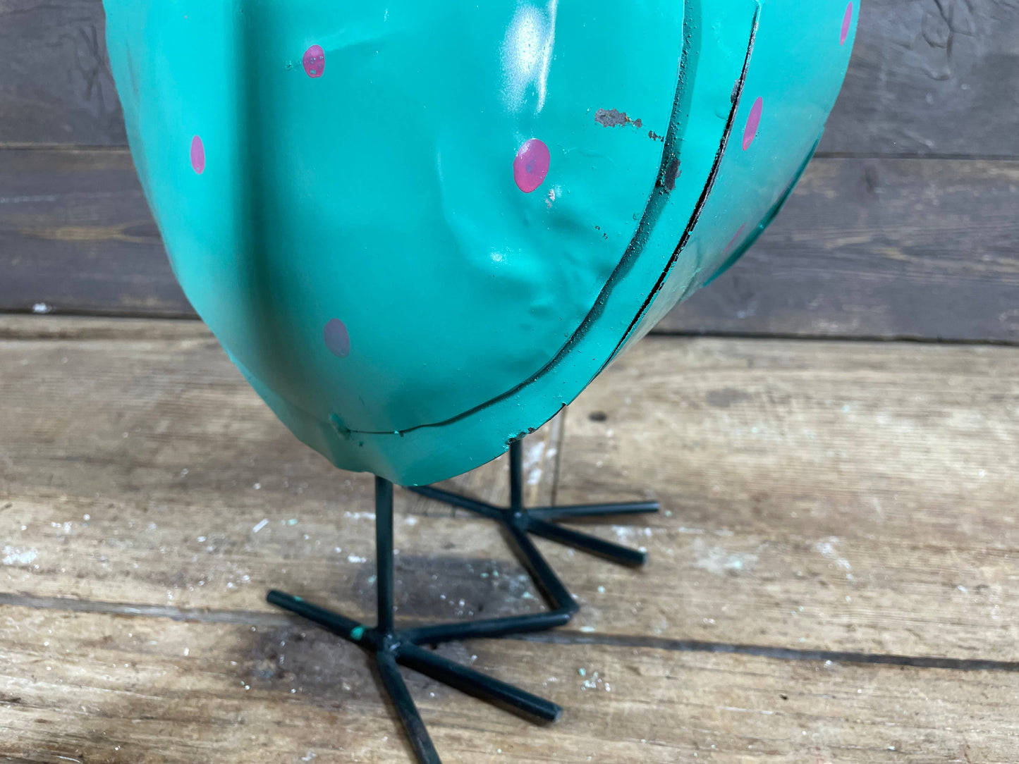 Mama Chicken Polka Dot-Metal-Garden Art-7Wx15H-Mama Chicken