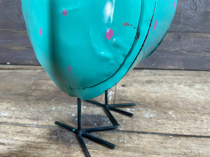 Mama Chicken Polka Dot-Metal-Garden Art-7Wx15H-Mama Chicken
