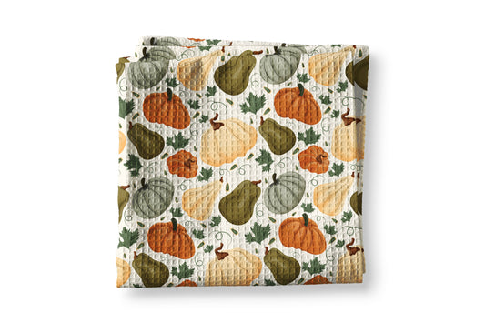 Pumpkin Fall Botanical Floral Autumn Kitchen Towel Waffle