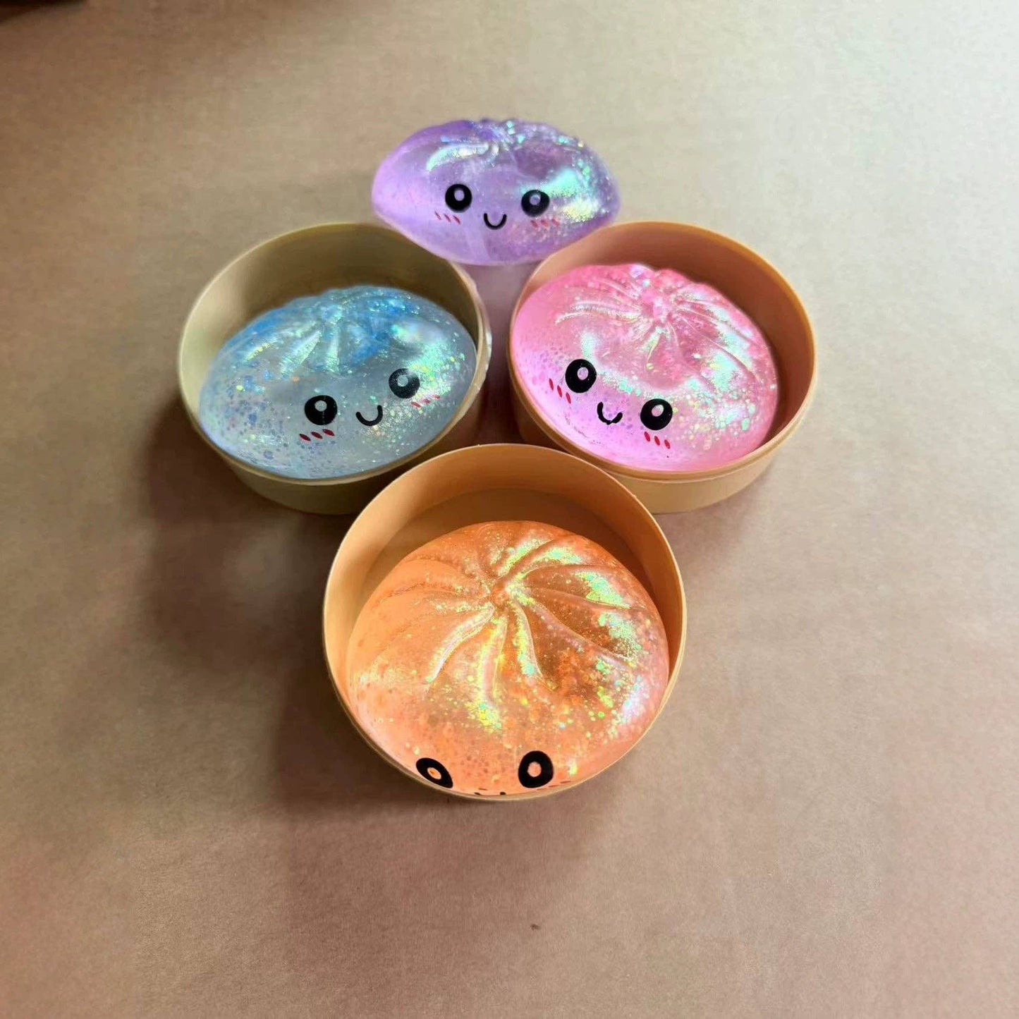 Mini Glitter Mystery Squishy Dumpling Realistic Steamed Bun Stress Relief Squeeze Toy