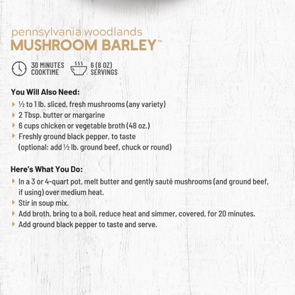 Pennsylvania Woodlands Mushroom Barley Soup