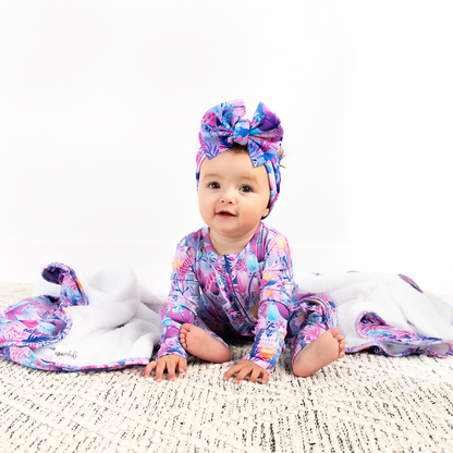 Ayla Floral Ruffle Zip Bamboo Baby Outfit Sleepies Little