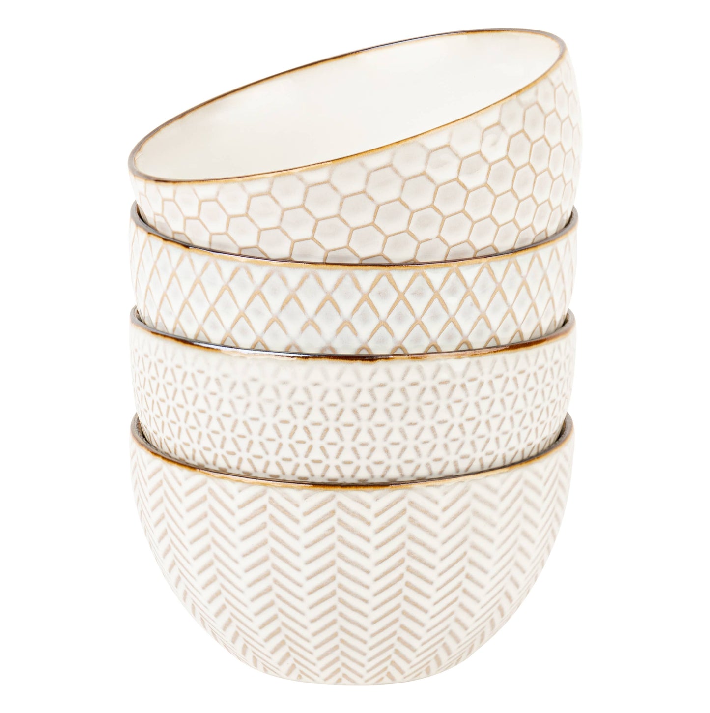 Kook Ceramic Cereal Bowls, 22 oz, Set of 4,