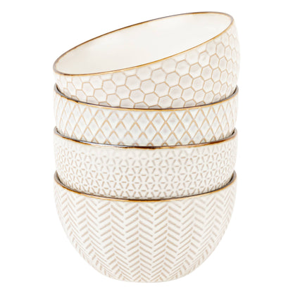 Kook Ceramic Cereal Bowls, 22 oz, Set of 4,