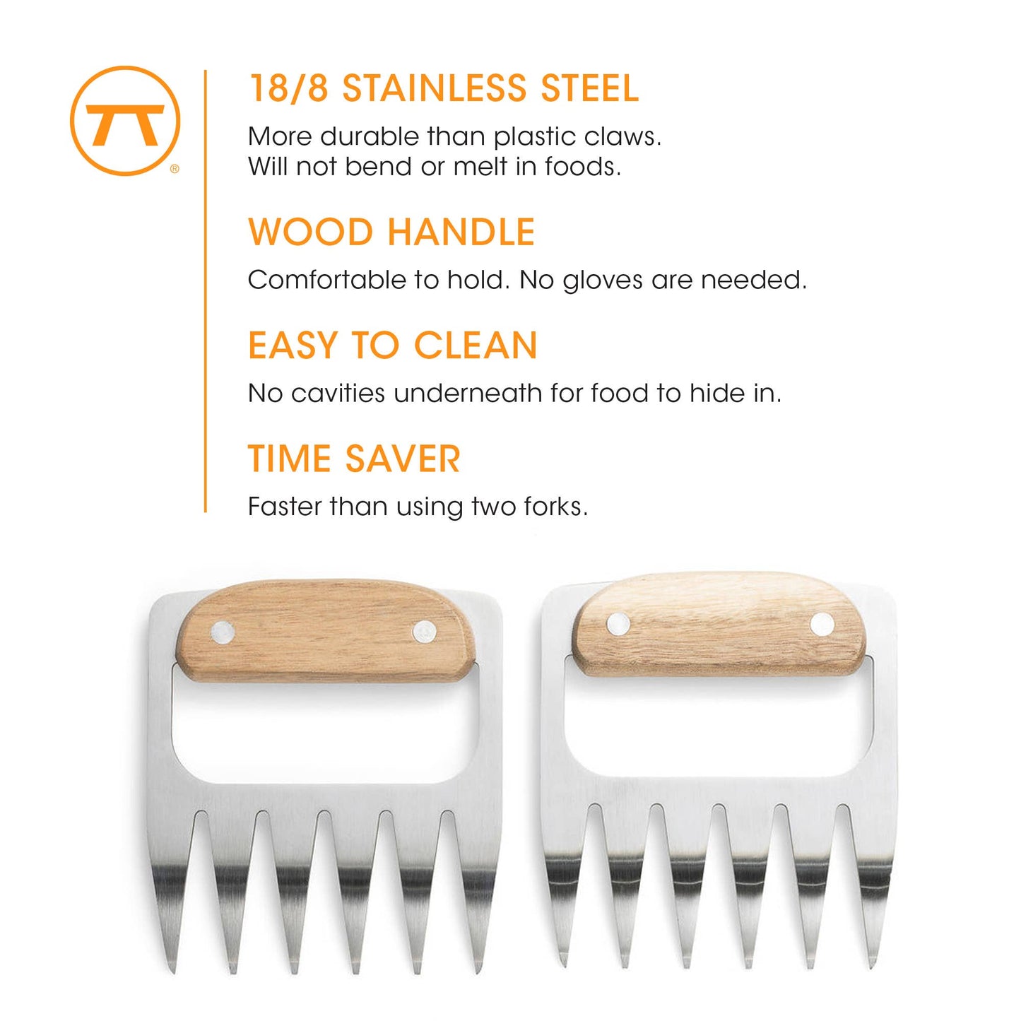 Outset Stainless Steel Meat Shredding Bear Claws,4.4" x 4.2"