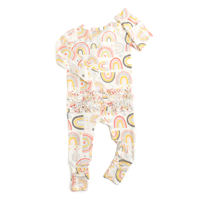 Millie Ruffle Zip Bamboo Rainbow Sleepies Little Toddler