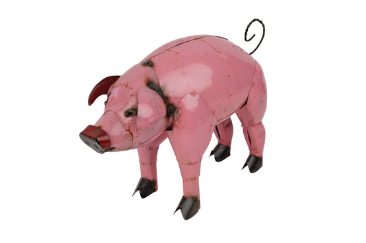 Pink Pig-Metal-Garden-16L x 6W x 10H-Pink Pig-Mini-