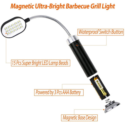 Outset Outdoor Rotating Grill Light, Magnetic Base, 11.2"