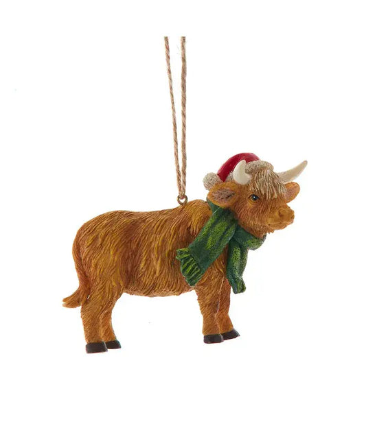 4" Resin Farm Highland Cow Ornament