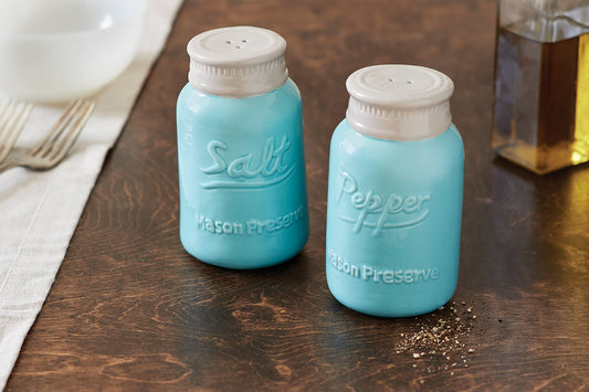 Fox Run Ceramic Mason Jar Salt and Pepper Shakers, 3" x 4.5"
