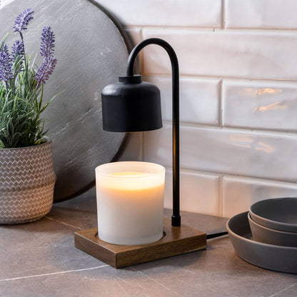Black & Wood Arched Candle Warmer Lamp