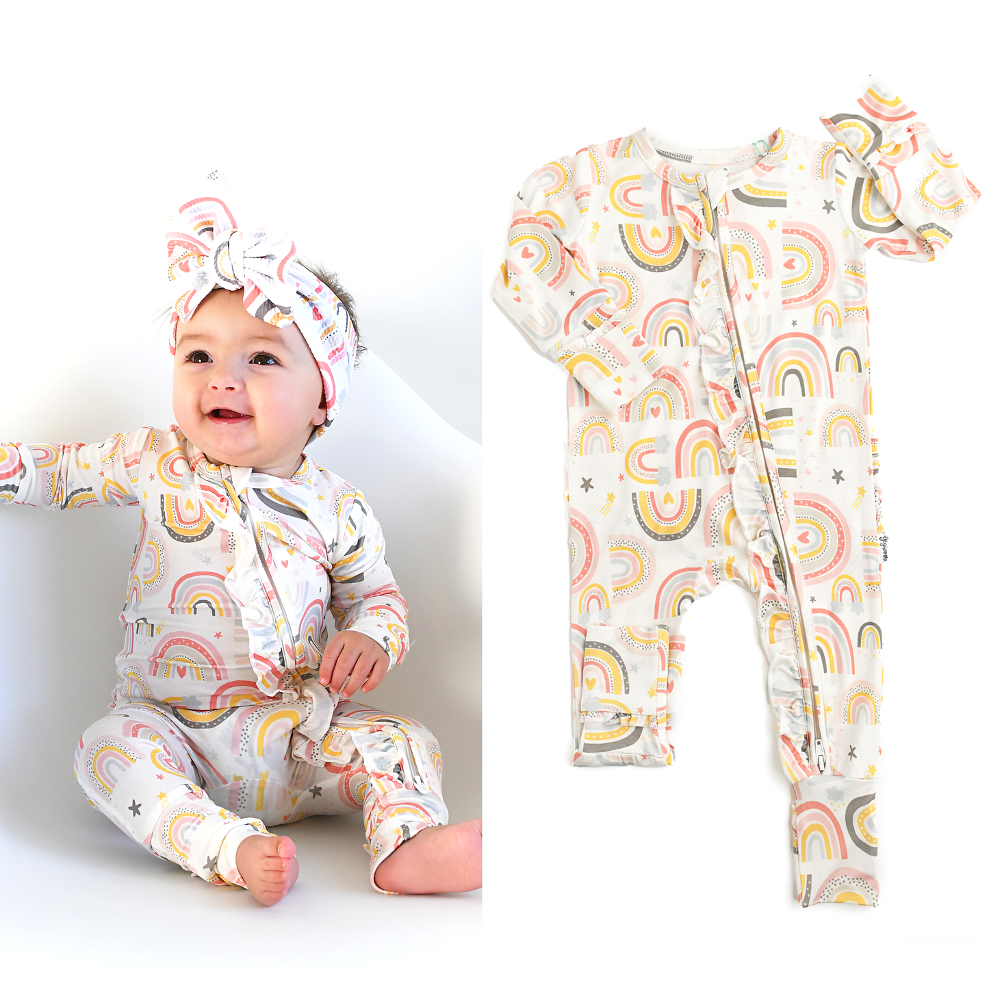 Millie Ruffle Zip Bamboo Rainbow Sleepies Little Toddler