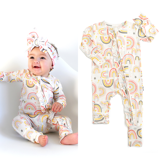 Millie Ruffle Zip Bamboo Rainbow Sleepies Little Toddler
