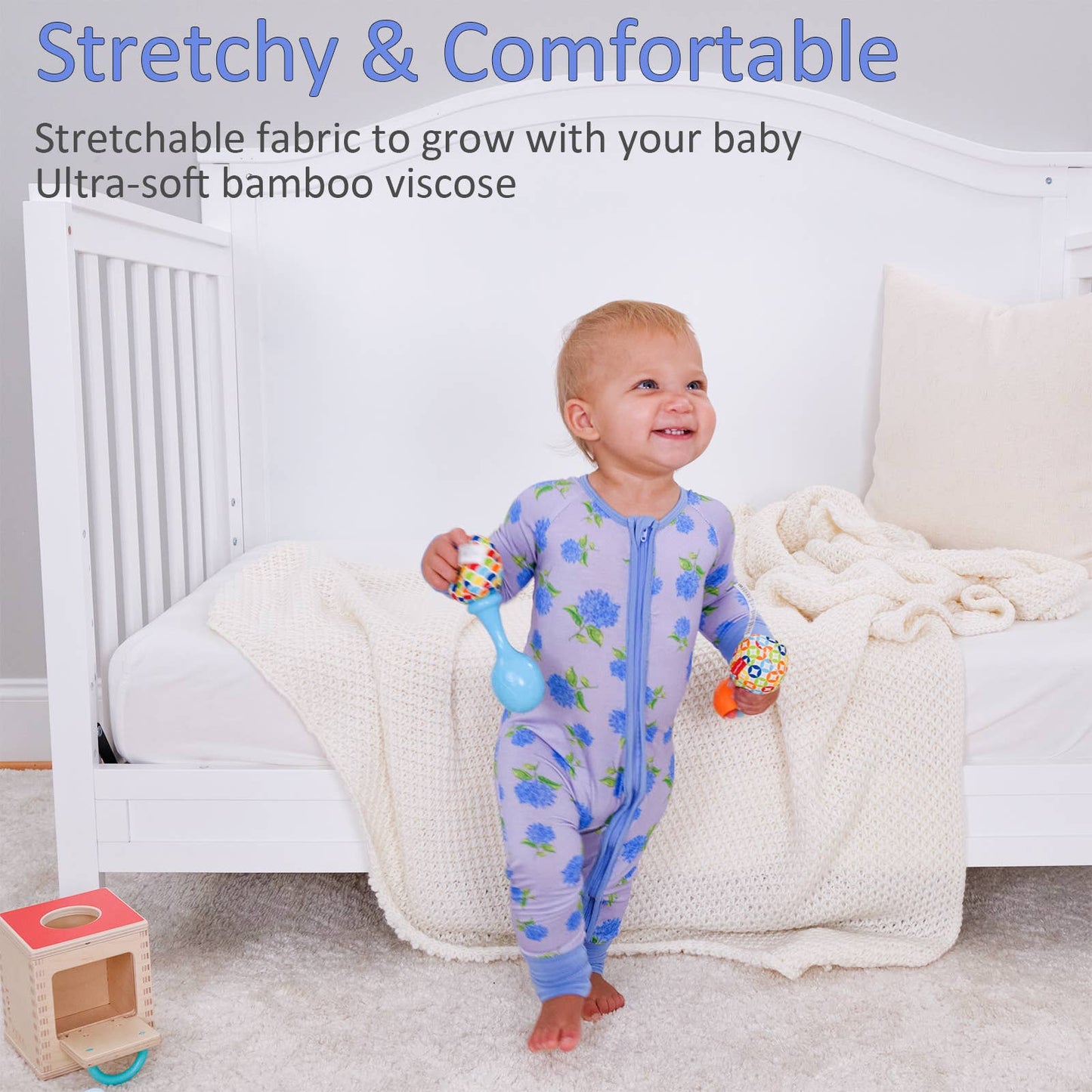 Bamboo Baby Convertible Zipper Pajamas - Hydrangea Floral